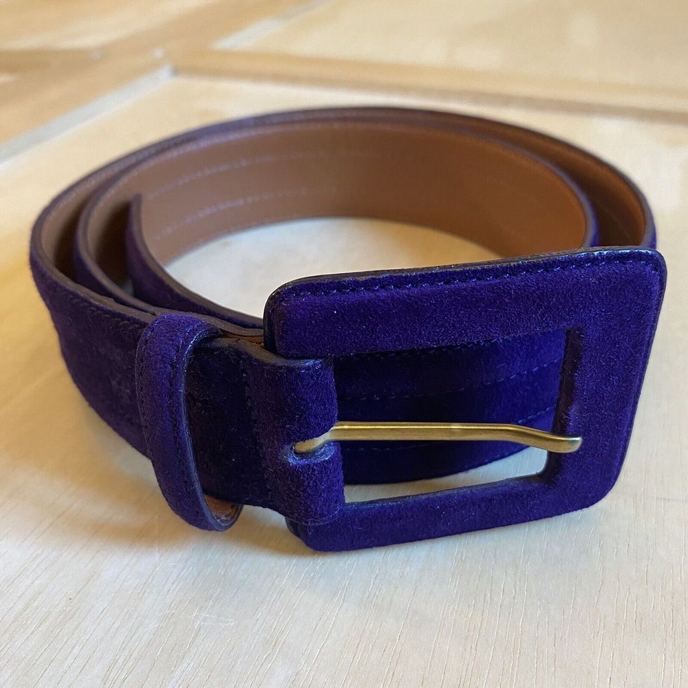 Lauren Ralph Lauren Purple Suede Genuine Leather Women’s Belt Square Buckle